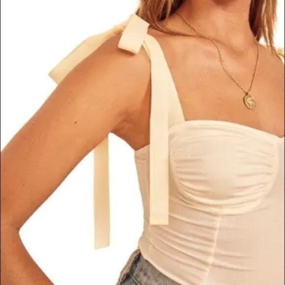 NWT Reformation Marsala Tie Strap Bodysuit Ribbon Large - Picture 3 of 11